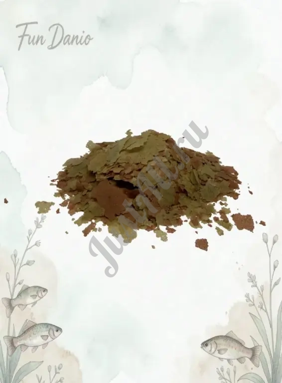 Корм для аквариумных рыбок, хлопья.